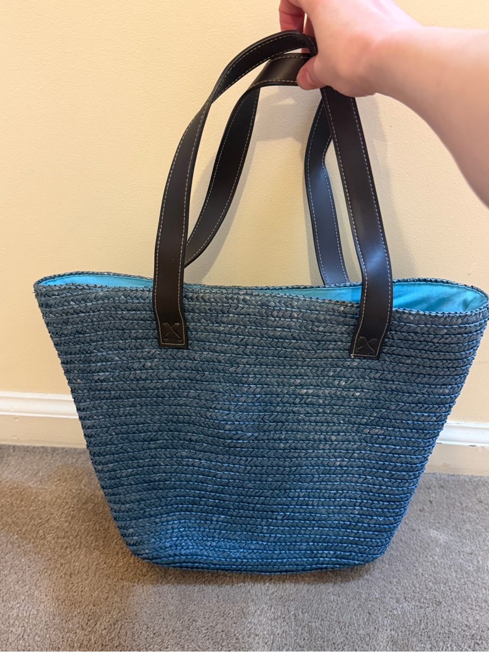 Lightweight Blue Woven Summer Tote